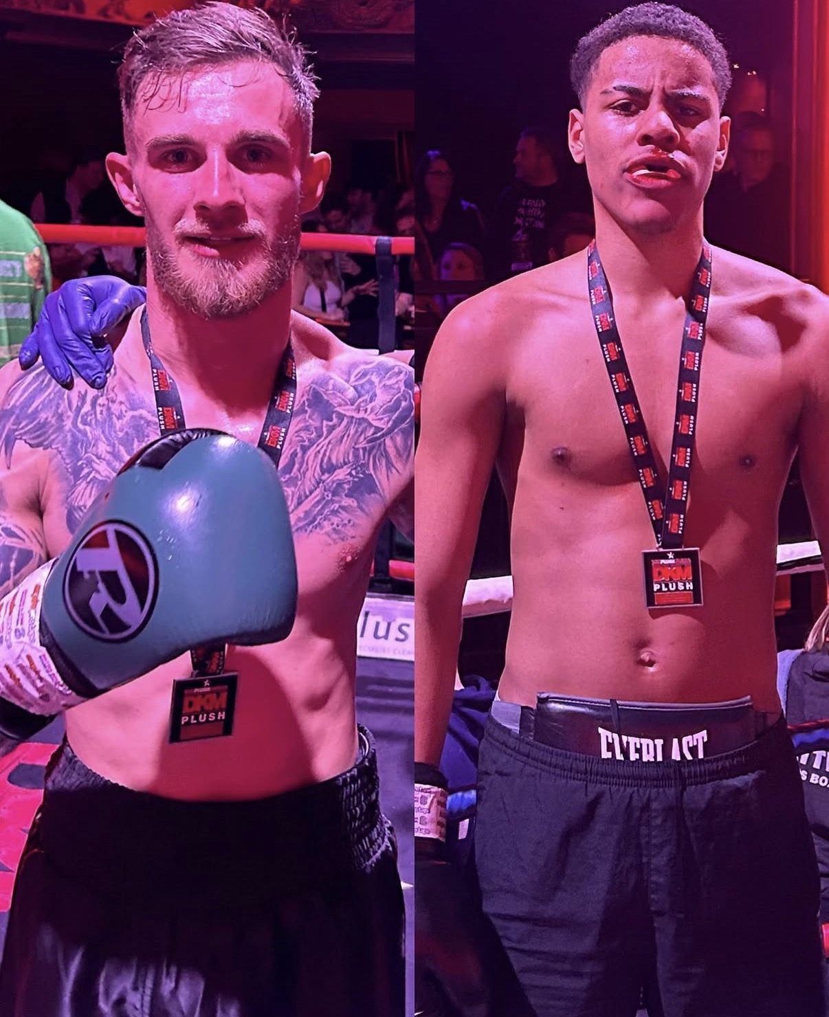 Two fighters after their bouts on fight night